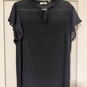 Elegant Black Blouse with Sheer Sleeves